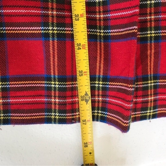 Vintage In Sync Black Ribbed Knit Drop Waist Red Tartan Plaid Dress Women's 24 - Picture 10 of 13